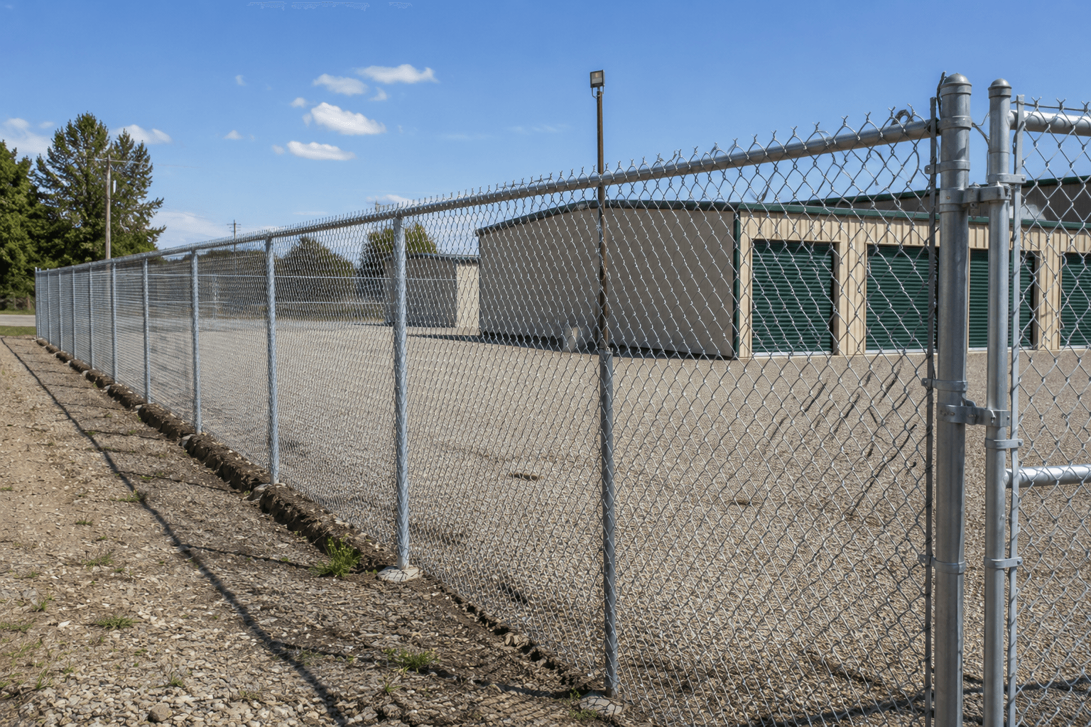 Galvanized chain link fence securing a commercial property in the Spokane area